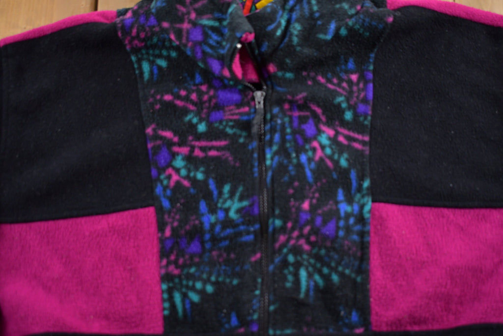 Vintage 1990s Komitor Full Zip Abstract Print Fleece Sweater