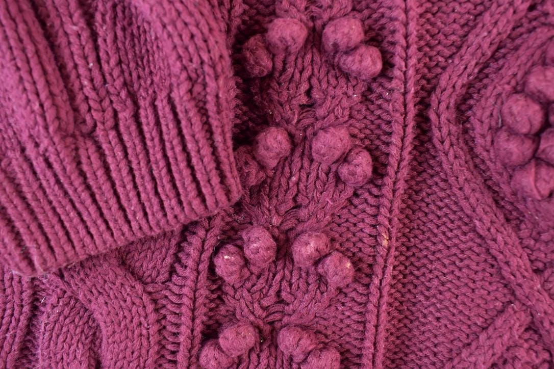 Vintage 1990s Kari 3D Colored Cable Knit Crewneck Sweater
