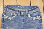 Vintage Deadstock Y2K Grace In LA Bedazzled Low Rise Jeans Women's Size 27 x 32