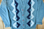 Vintage 1980s Calenzo Lambs Wool Knit Cardigan Sweater
