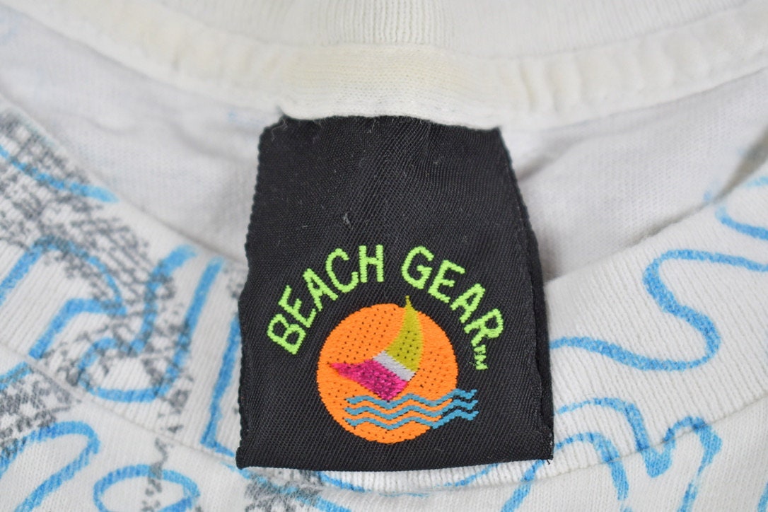 Vintage 1990s Beach Water Sport Gear Graphic T-Shirt