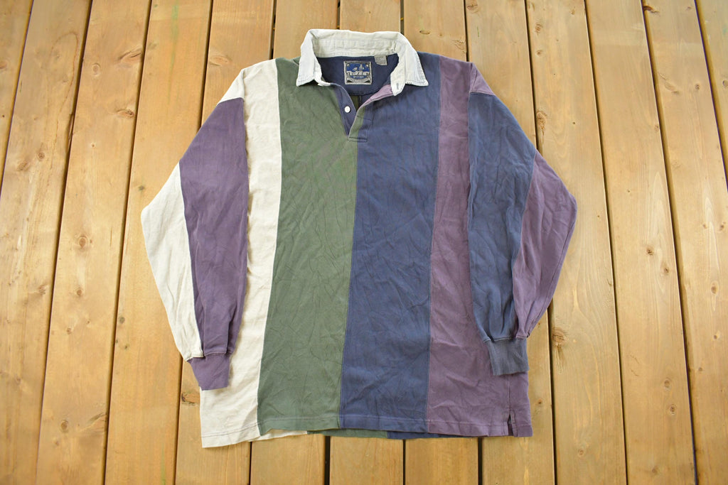 Vintage 1990s Mackinaw & Hudson Rugby Striped Shirt Mens XL