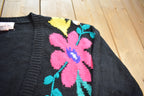 Vintage 1980s Jaclyn Smith Flower Theme Knit Cardigan Sweater Size L