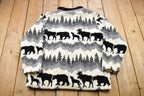 Vintage 1990s Canada Wilderness All Over Print Fleece Sweater