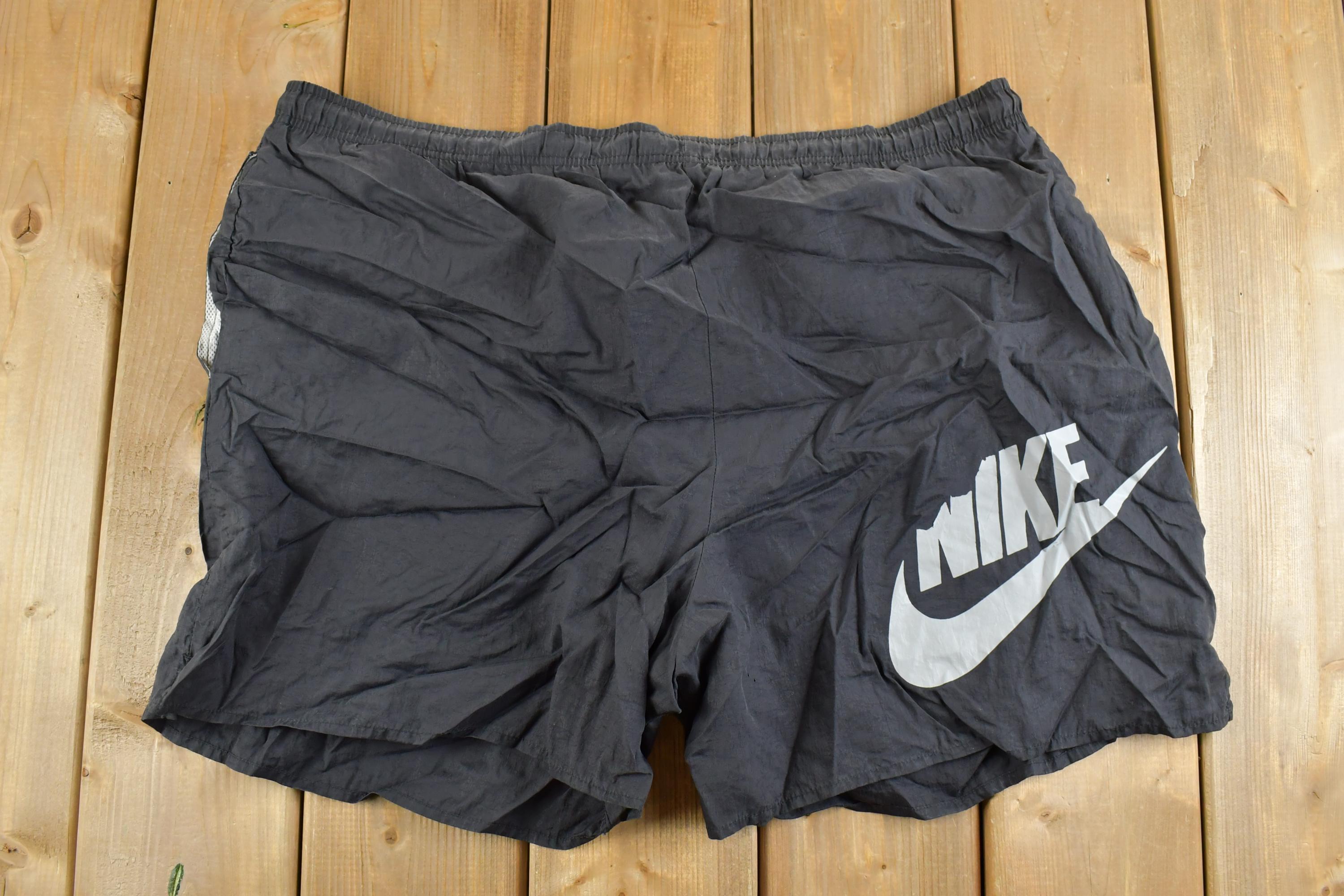 Vintage 1990s Nike Mini Swoosh Text logo Swim Shorts Size XL