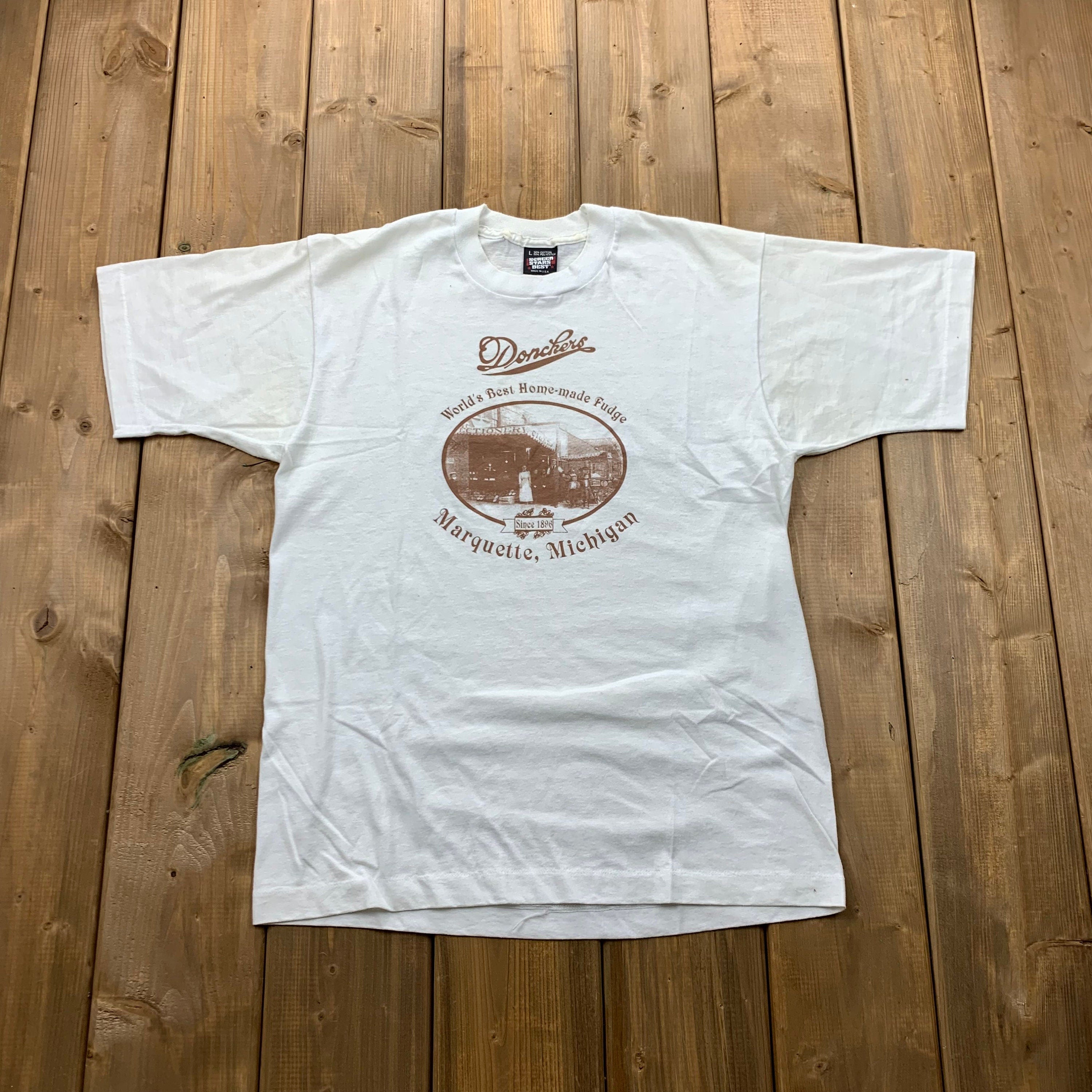 Vintage 1990s Donchers Home Made Fudge Michigan T-Shirt