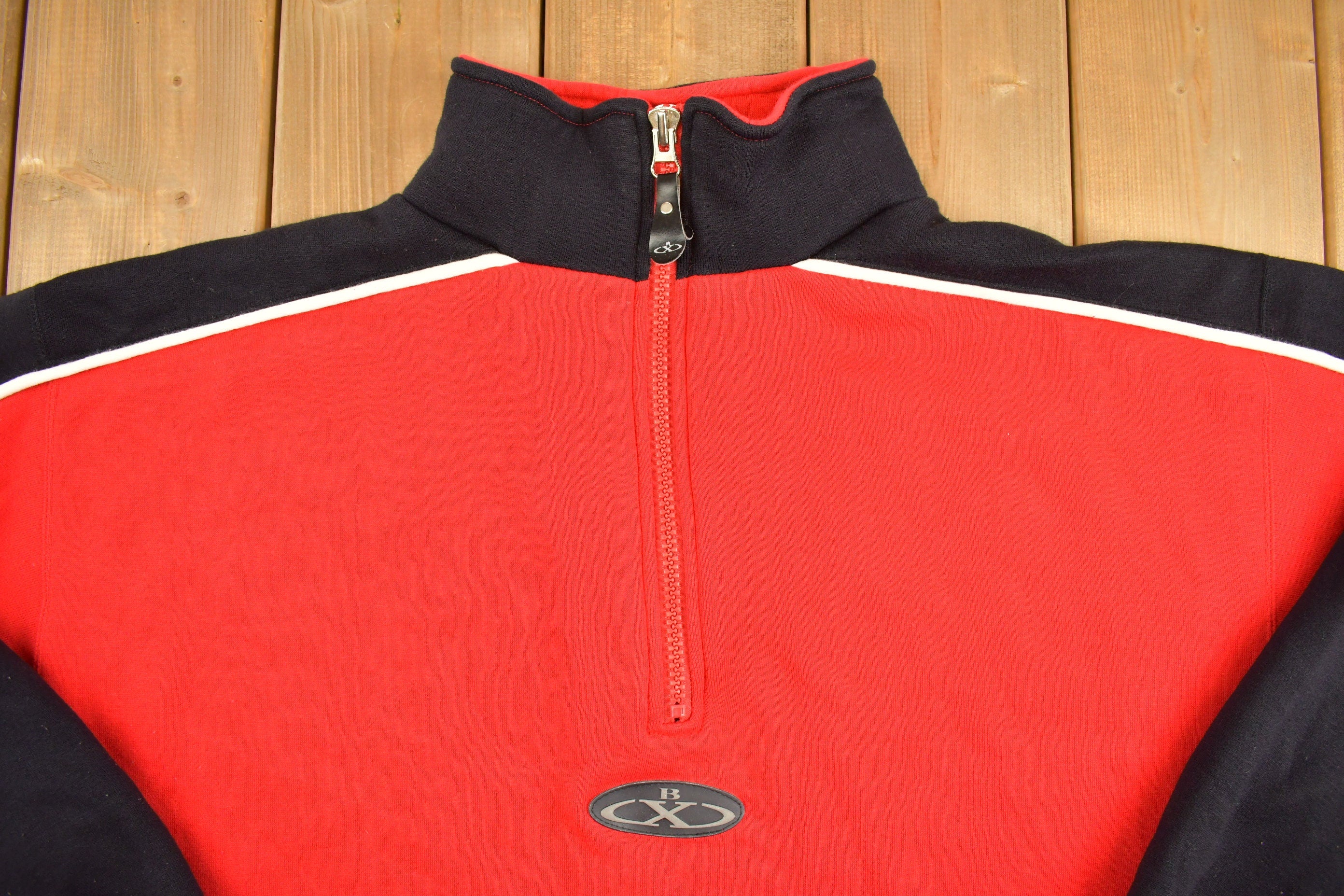 Vintage 1990s Boom X Embroidered Quarter Zip Sweatshirt