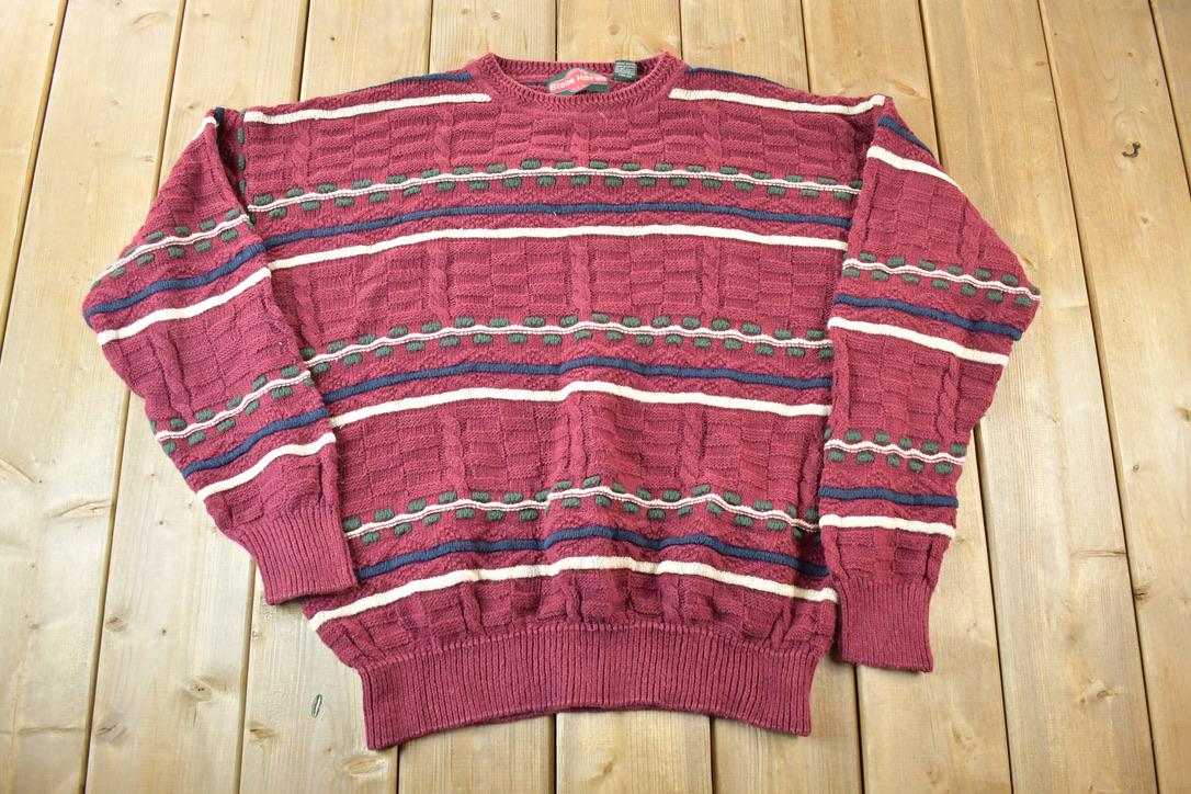 Vintage 1990s Stone Haven Knit Abstract Pattern Crewneck Sweater