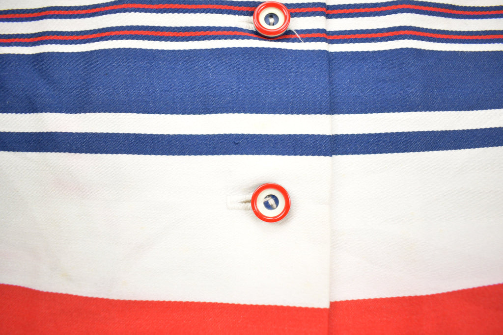 Vintage 1970s Striped Women's High Collared Button Up Shirt Dress