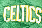 Vintage 1990s Hardwood Classics Boston Celtics NBA Basketball Embroidered Snap Button Satin Bomber Jacket