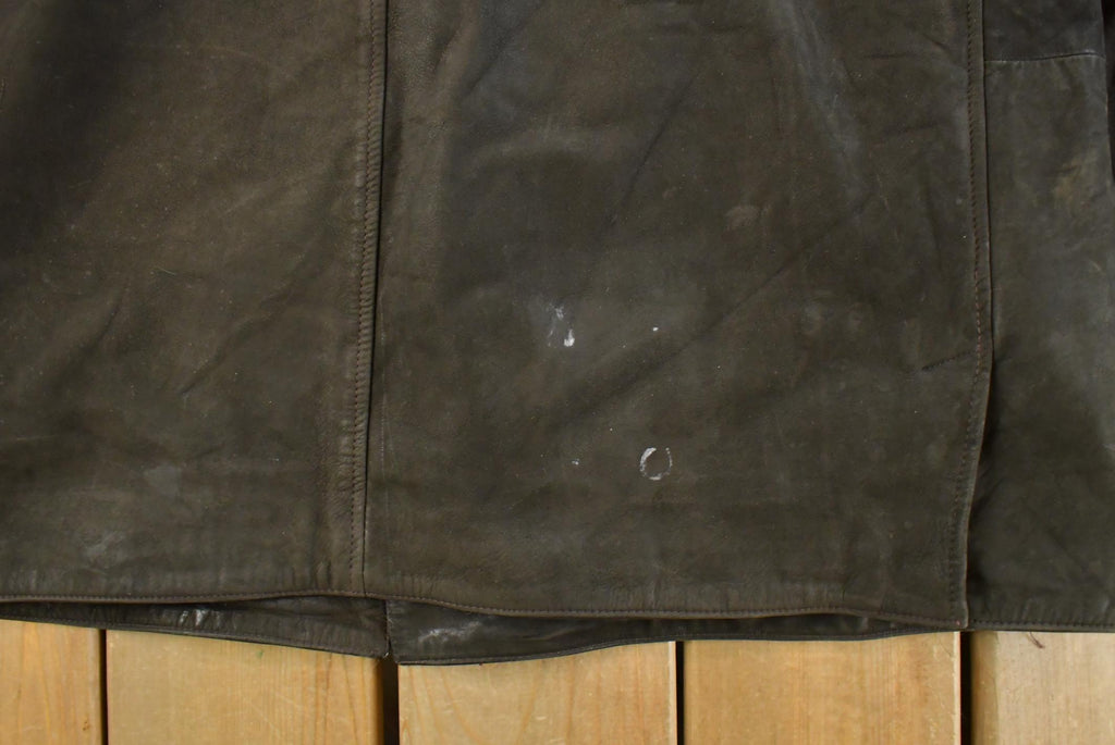 Vintage 1990s Barney's New York Lined Leather Coat Men's XL /