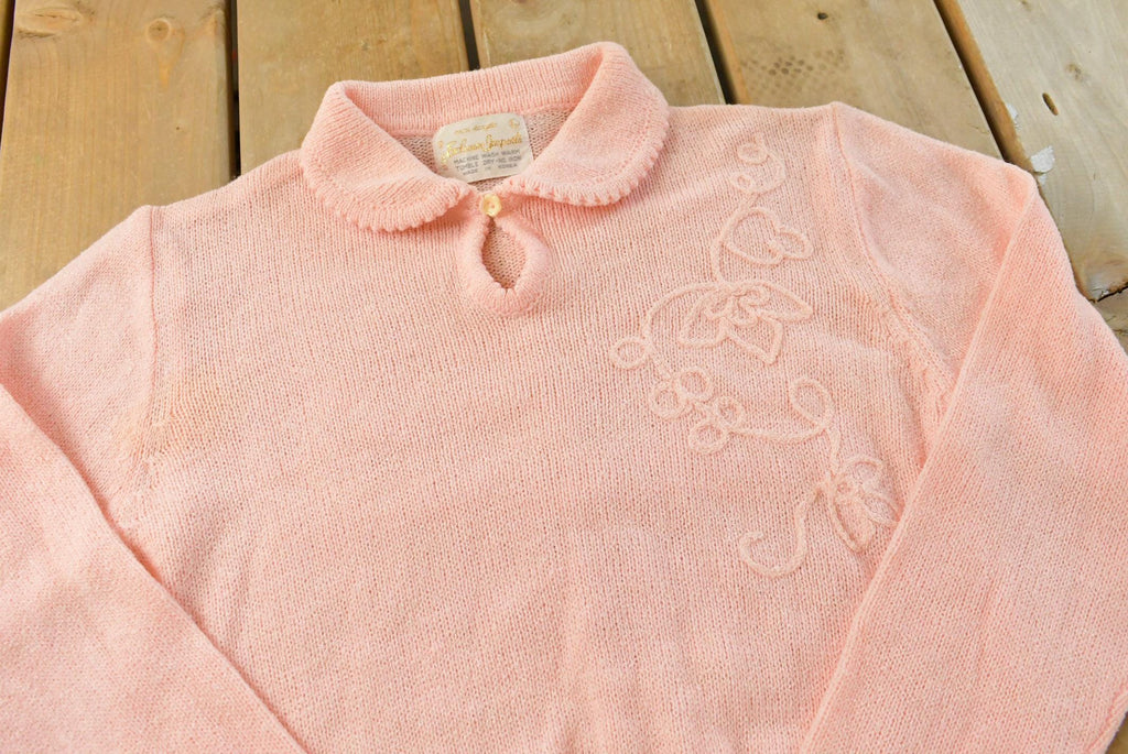 Vintage 1970s Exclusive Imports Knit Collared Crewneck Sweater Women's S