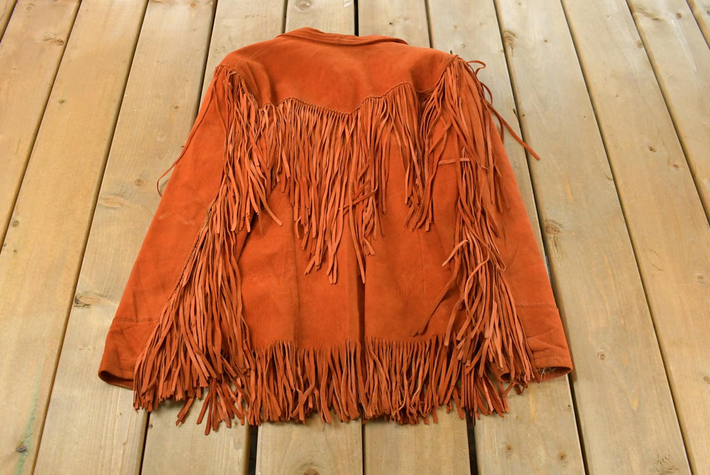 Vintage 1940s Genuine Leather Western Fringe Jacket Women's Medium /