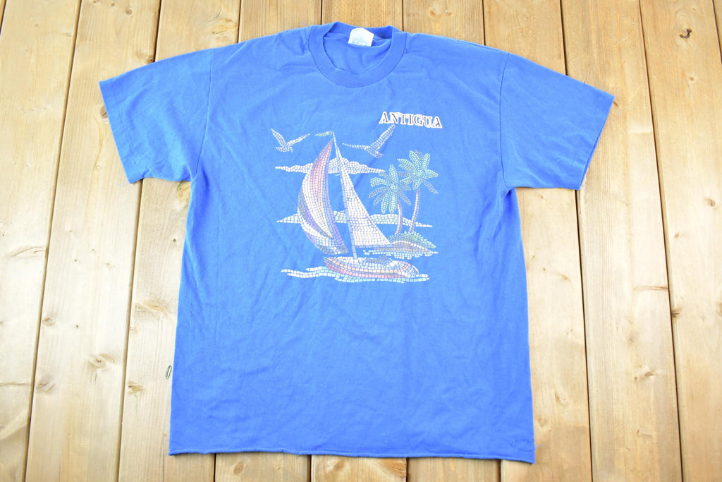 Vintage 1990s Antigua Sailboats Souvenir T-Shirt Mens L
