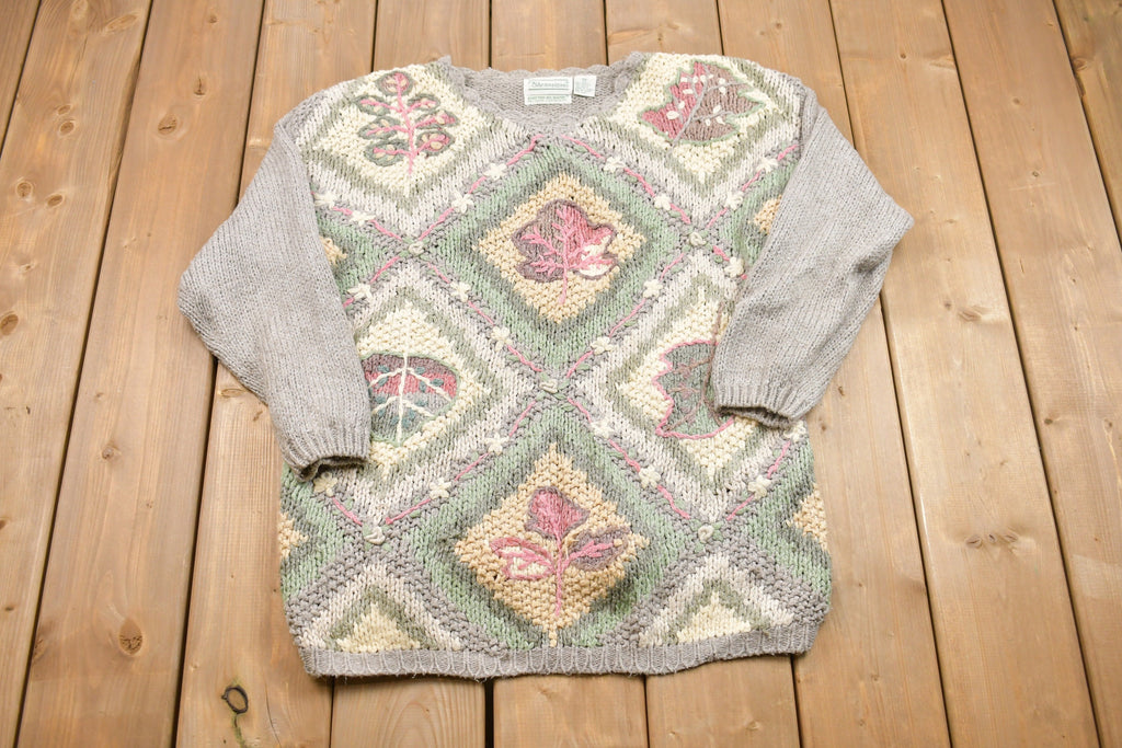 Vintage 1990 Shenanigans Hand Knitted Floral Sweater