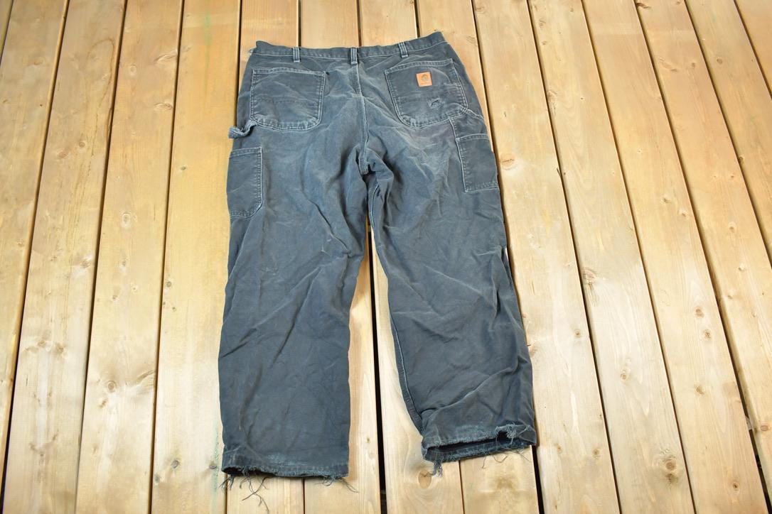 Vintage 1990s Carhartt Black Denim Work Jeans Size 38 x 32