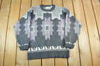 Vintage 1990s Michael Gerald Abstract Knit Sweater Men's Medium / Vintage 90s Crewneck / Pattern Sweater / Pullover Sweatshirt