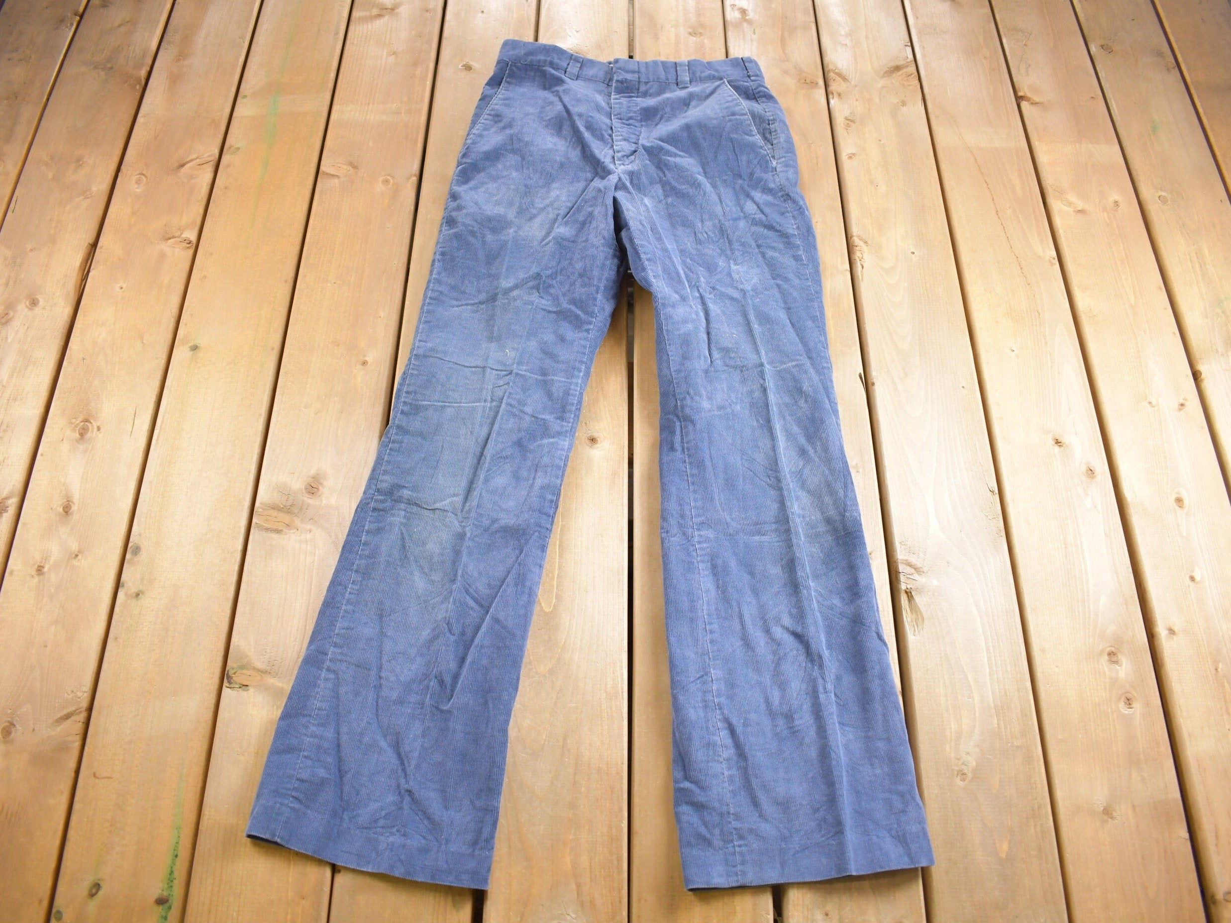 Vintage 1970s Levis Panatela Blue Corduroy Trousers Size 30 x 33