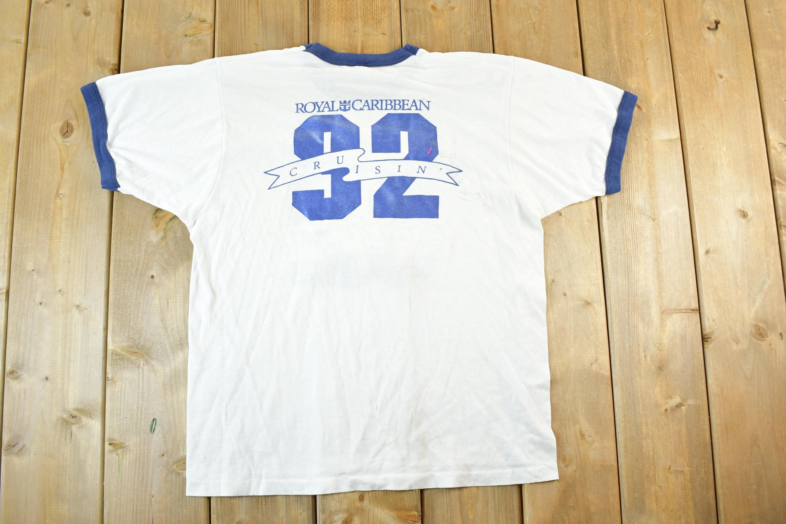 Vintage 1980s Royal Caribbean Cruises Souvenir Ringer T-Shirt Mens L