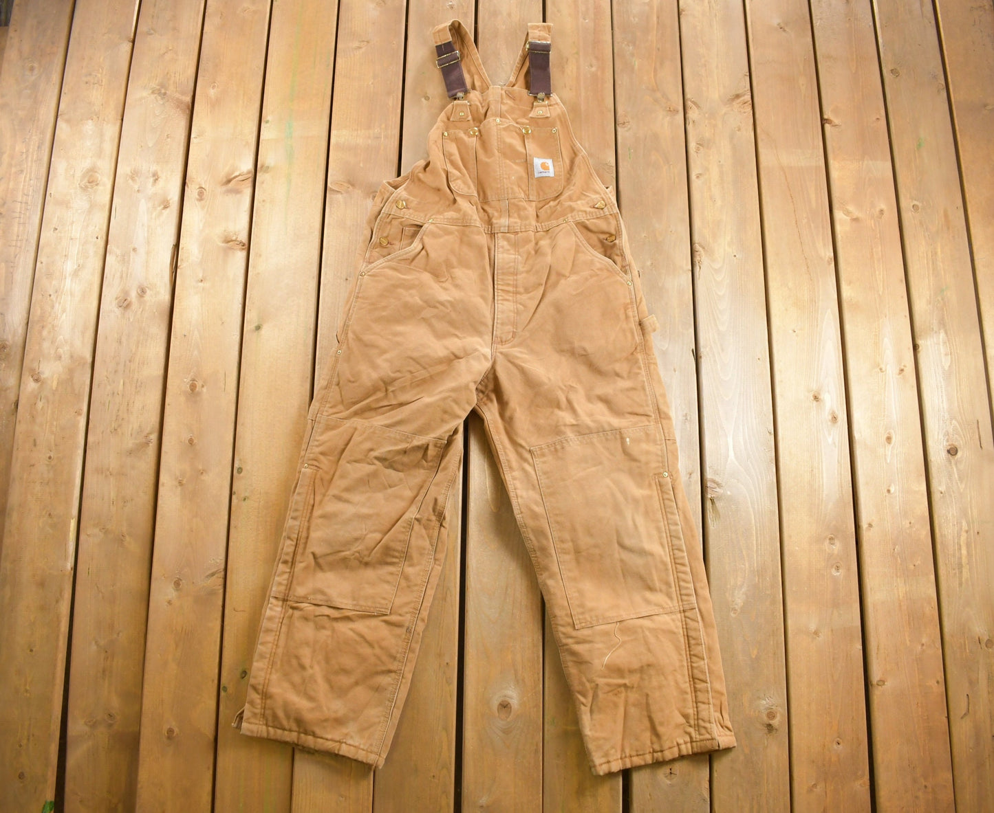 Vintage 1980s Carhartt Double Knee Quilted Canvas Overalls / Made In USA / Utility Overalls / Vintage Workwear