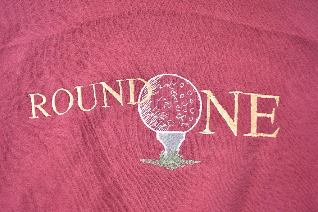 Vintage 1990s Round One Heavyweight Golf Crewneck Sweatshirt / 90s Crewneck / Made In USA / Streetwear / Embroidered