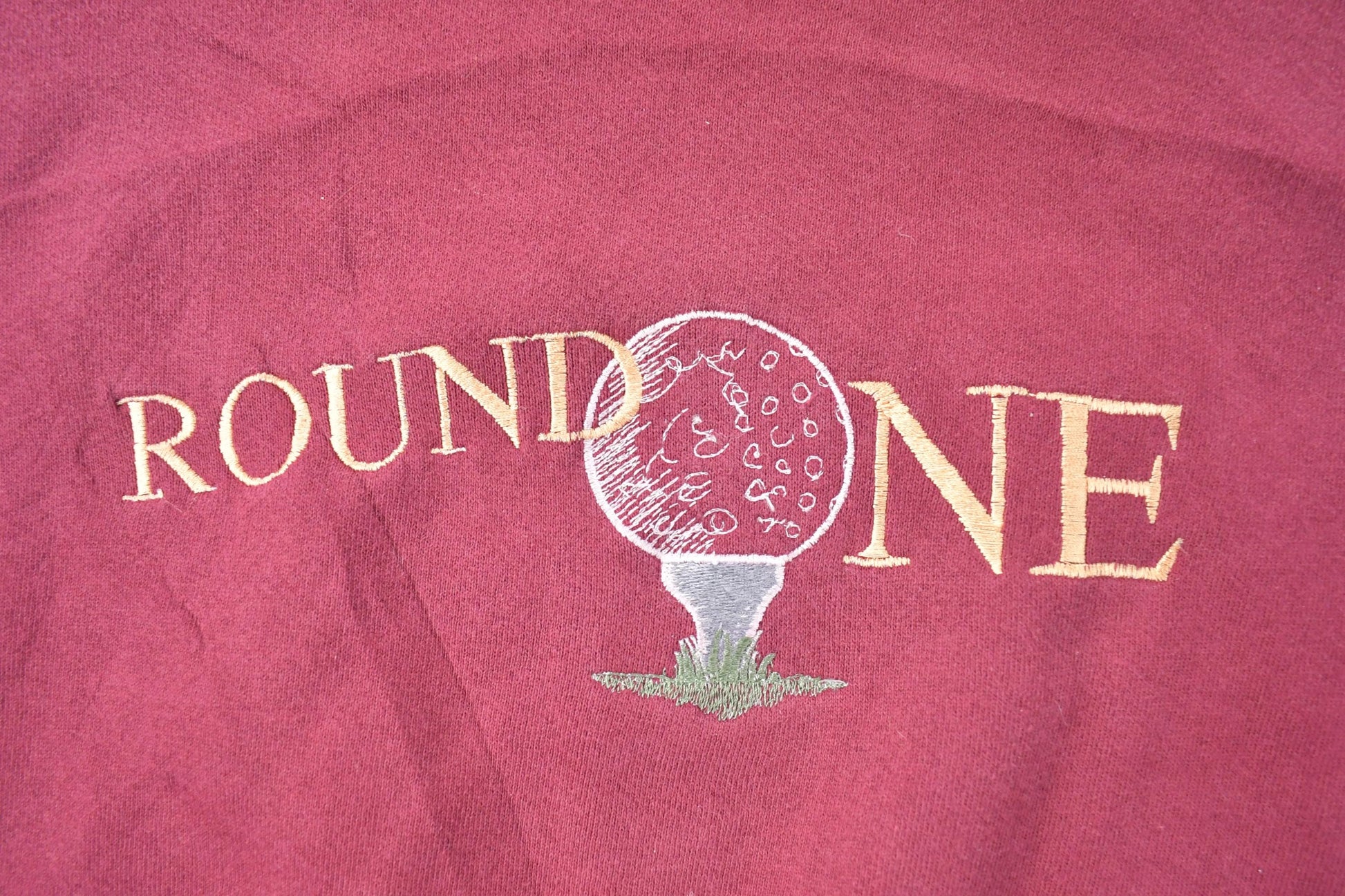 Vintage 1990s Round One Heavyweight Golf Crewneck Sweatshirt / 90s Crewneck / Made In USA / Streetwear / Embroidered