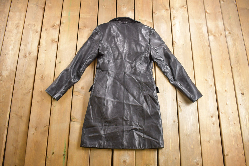 Vintage 1990s Sophia Vespucci Black Leather Trench Coat
