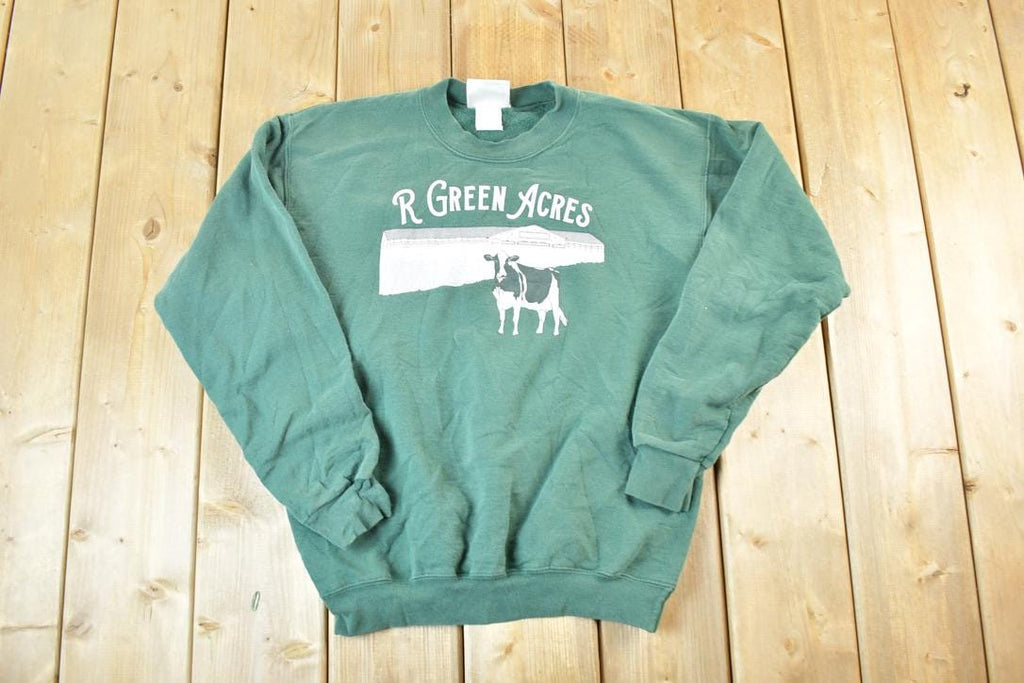 Vintage 1990s R Green Acres Cow Crewneck Sweatshirt Mens L