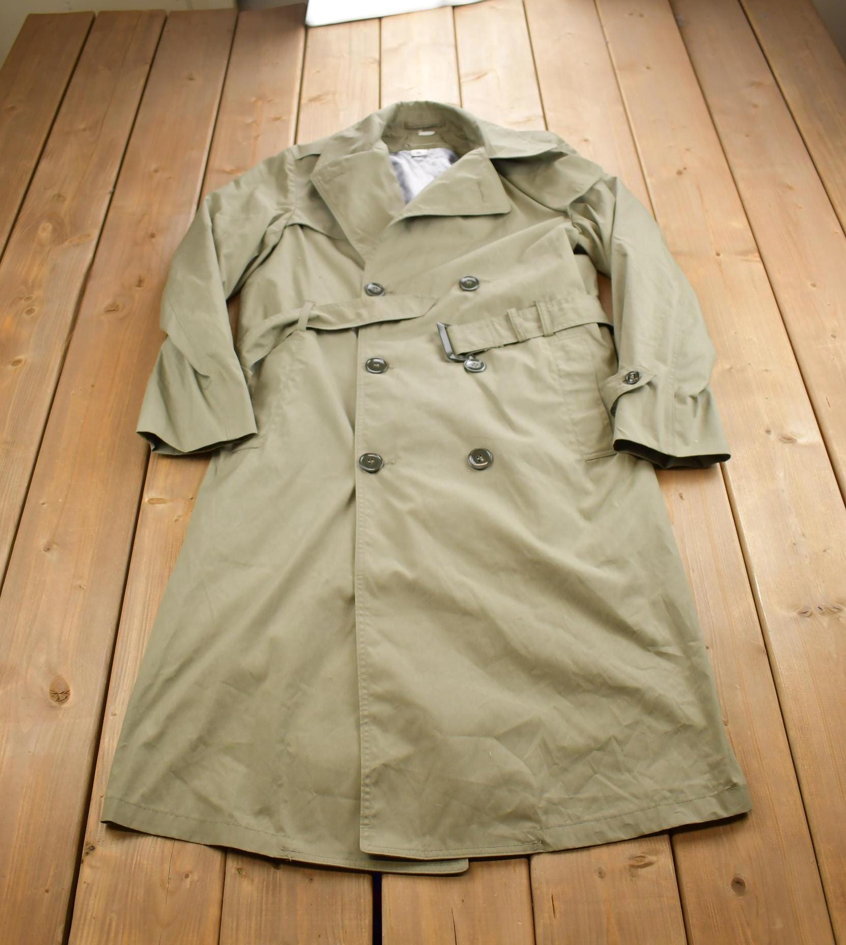 Vintage 1980s Valor Collection Full Length Leather Trench Coat Size 38L