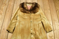 Vintage 1960s Fur Collared Suede Leather Full Length Jacket