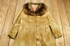 Vintage 1960s Fur Collared Suede Leather Full Length Jacket