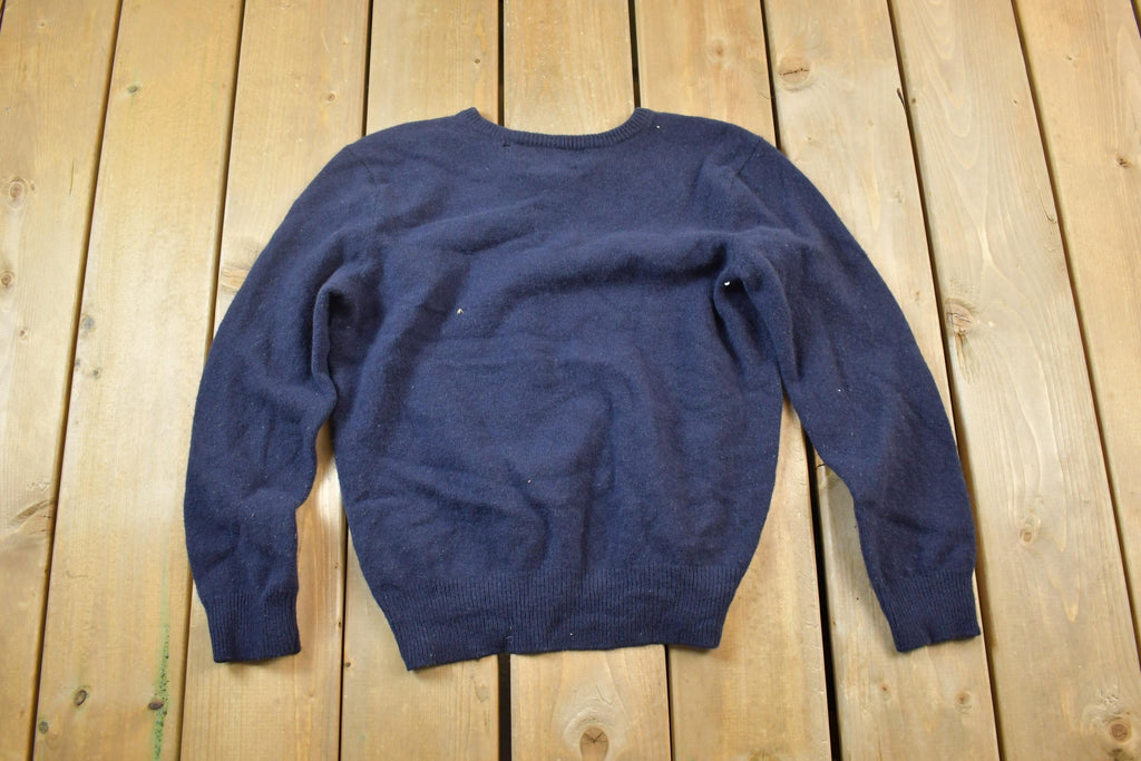 Vintage 1990s Polo By Ralph Lauren 100% Lambswool Knit V Neck Sweater