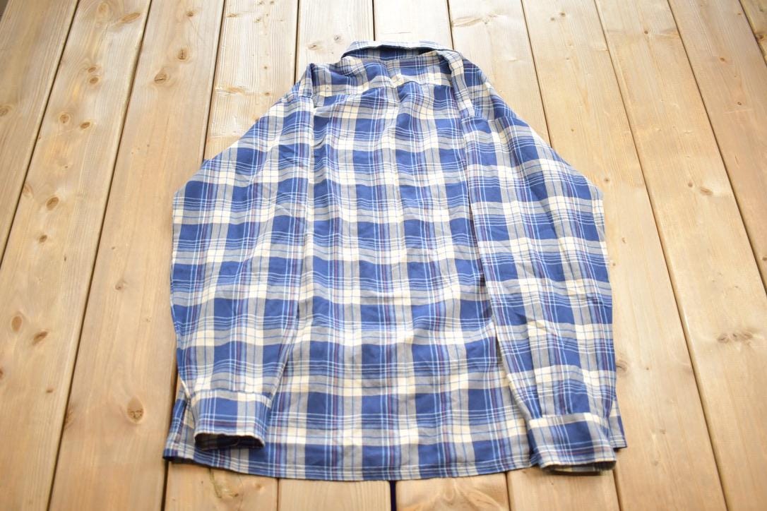 Vintage 1990s Arrow Sportswear Hunter Check Plaid Flannel Long Sleeve Button Up Shirt