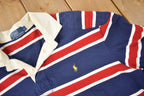 Vintage 1990s Polo By Ralph Lauren Embroidered Small Pony Striped Rugby Sweater Size Large