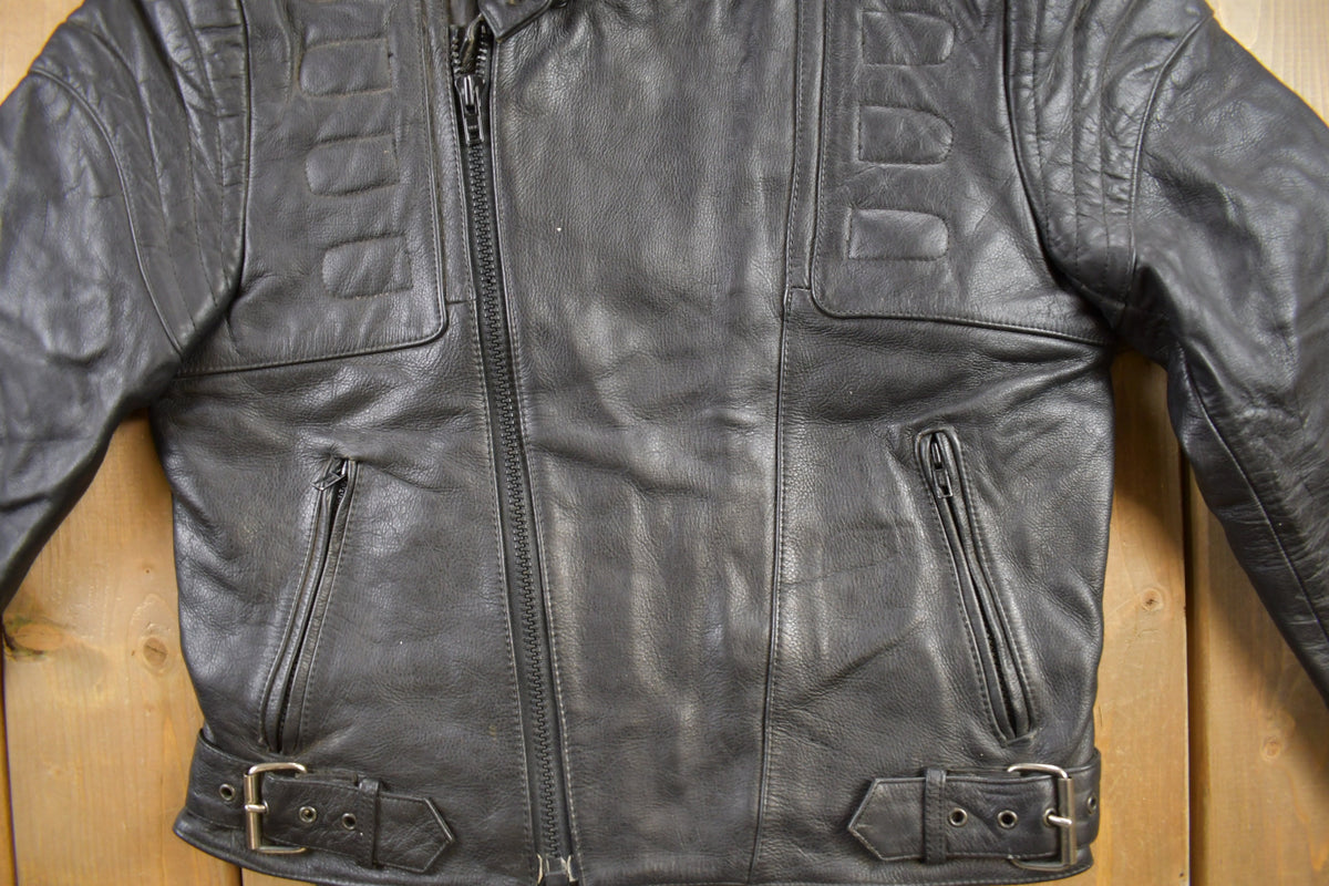 Vintage 1990s MQP Cafe Racer Leather Biker Jacket