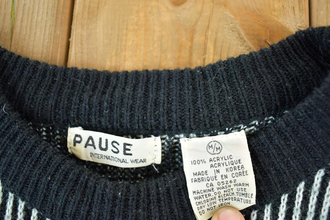Vintage 1990s Pause Knit Abstract Pattern Crewneck Sweater