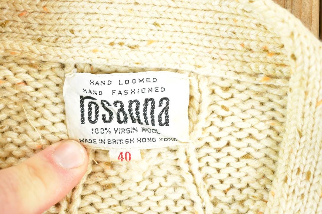 Vintage 1970s Roseanna 100% Virgin Wool Cable Knit Sweater Mens Womens S