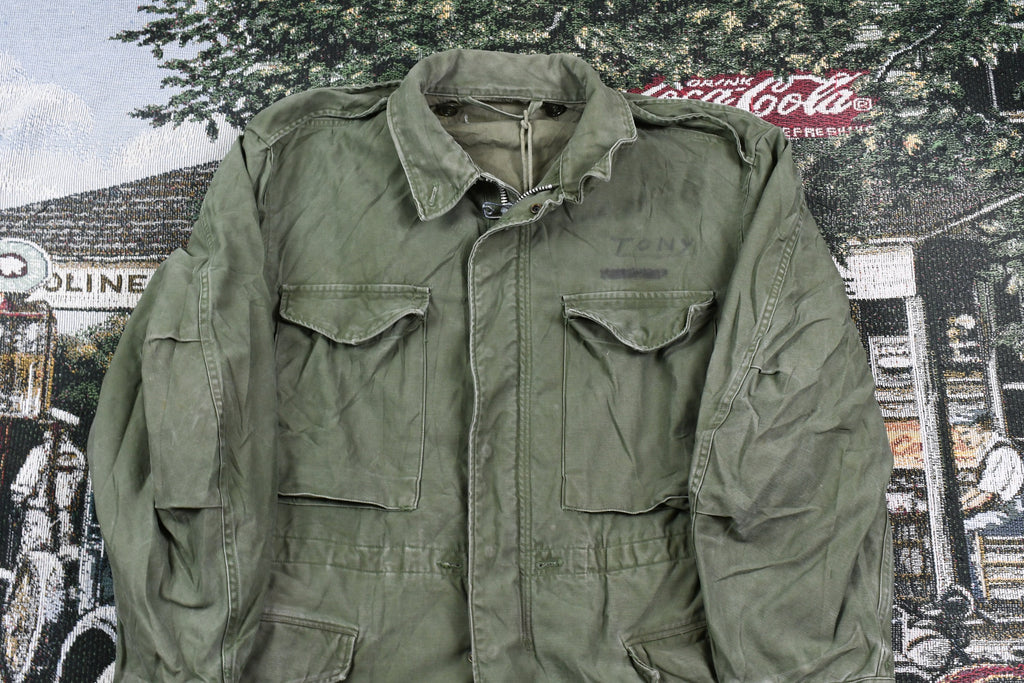 Vintage 1970s Army Military Button Up Jacket