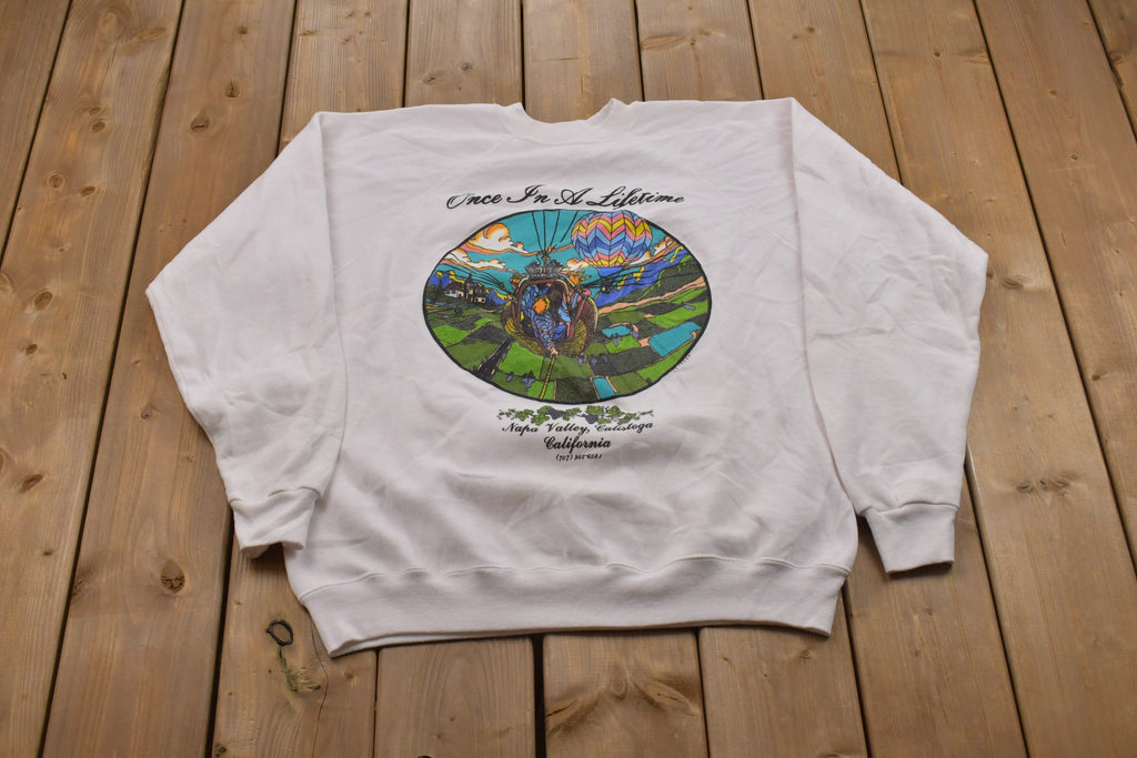 Vintage 1980s Hanes Napa Valley California Raglan Crewneck Sweatshirt