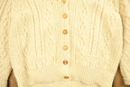 Vintage 1980s Scottish Craft Made 3D Cable Knit Button Up Sweater