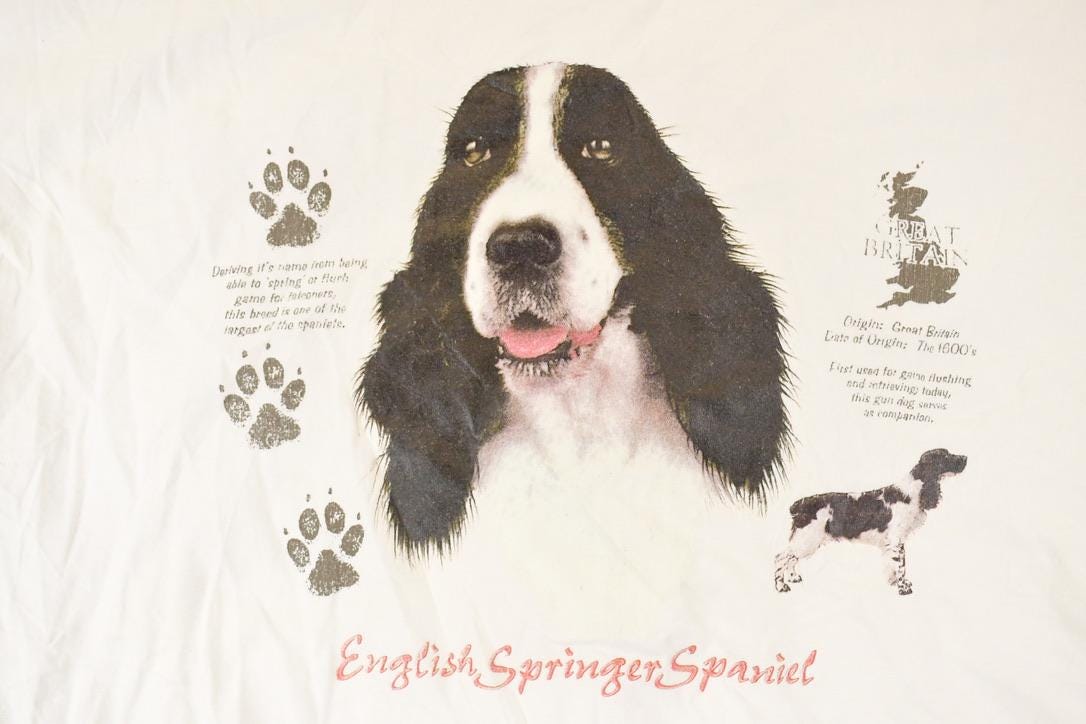 Vintage 1990s Cute Cocker Spaniel Dog Souvenir Travel T-Shirt Men's XL