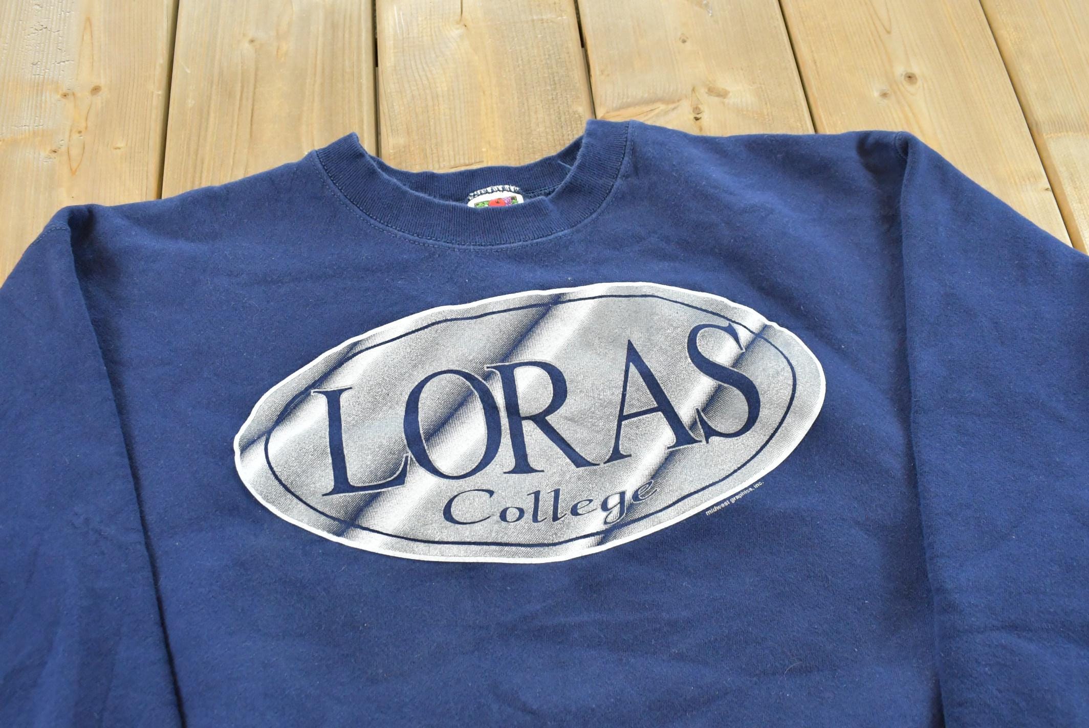 Vintage 1990s Loras College Collegiate Crewneck Sweatshirt Men's L / 90s Fruit of the Loom / NCAA Sweatshirt / Sports / Made In USA