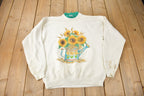 Vintage 1990s Morning Sun Sunflower Graphic Cute Grandma Style Crewneck Sweater
