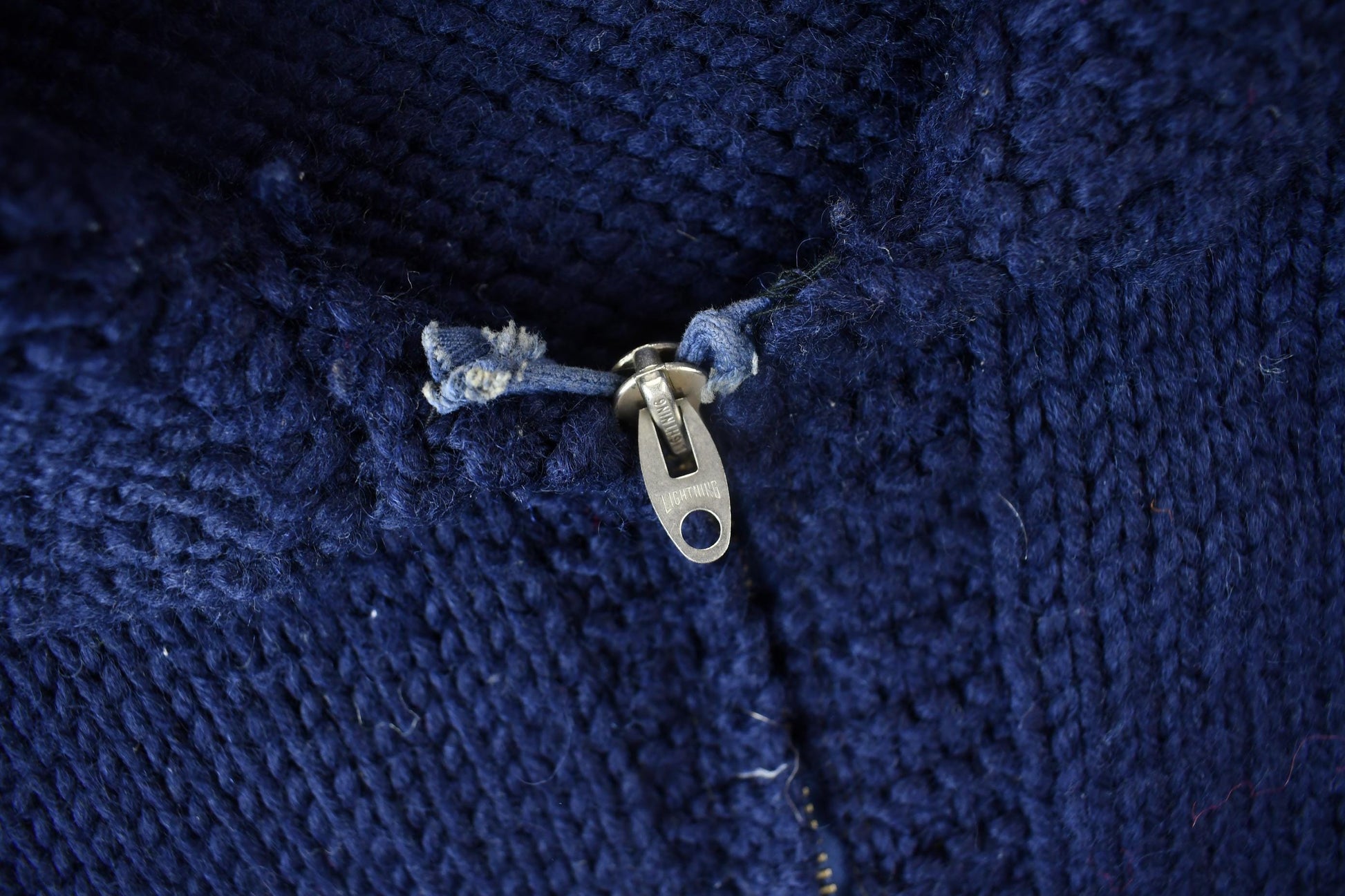 Vintage 1950s Hand-Knit Blank Navy Blue Cowichan Sweater