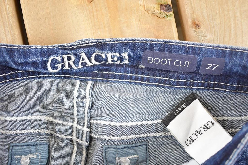 Vintage Deadstock Y2K Grace In LA Bedazzled Low Rise Jeans Women's Size 27 x 32