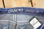 Vintage Deadstock Y2K Grace In LA Bedazzled Low Rise Jeans Women's Size 27 x 32