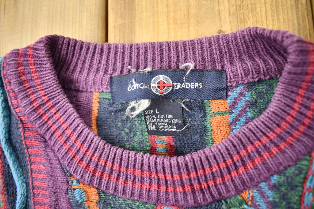 Vintage 1990s 3D Cable Knit Cotton Traders Sweater /