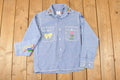 Vintage 1960s JC Penny Big Mac Loop Embroidered Western Denim Button Up Shirt Women's M