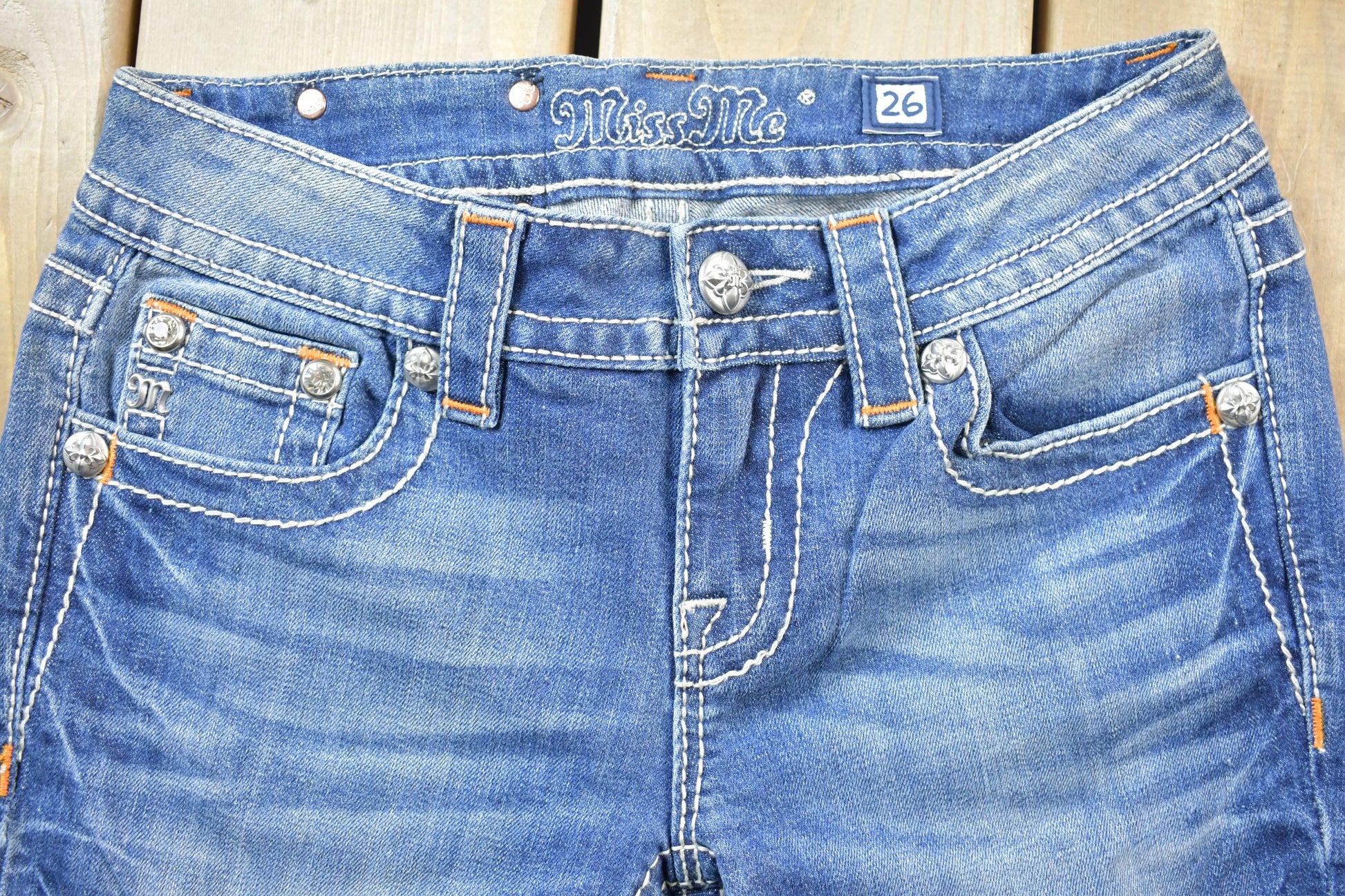 Vintage Y2K Miss Me Bedazzled Low Rise Jeans Size 26x32