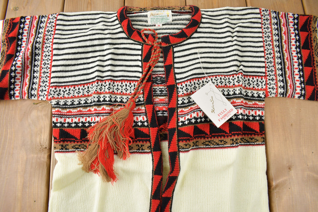 True Vintage 1960s Deadstock Helen Sue Psychedelic Knit Acrylic Cardigan Sweater